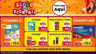 Modelo de TV para TV Horizontal com o tema Bloco da Economia para Farmácia
