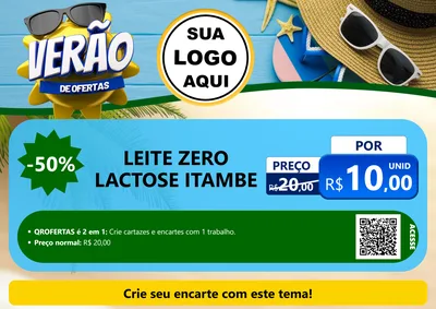 Modelo de Cartaz para Cartaz A4 Horizontal com o tema Verão de Ofertas para Frios e Laticínios