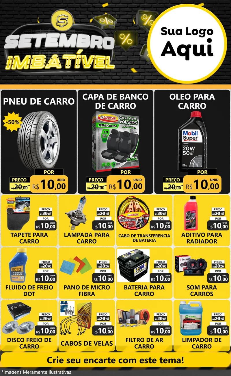 Modelo de Encarte para Encarte Grande com o tema Setembro Imbatível para Auto peças