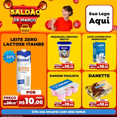Modelo de Rede Social para Feed Facebook com o tema Saldão de Março para Frios e Laticínios