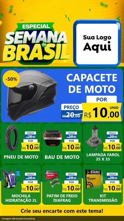 Modelo de Rede Social para Stories com o tema Especial Semana do Brasil para Moto peças