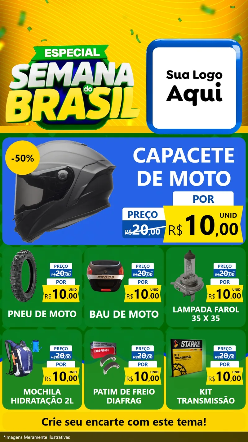 Modelo de Rede Social para Stories com o tema Especial Semana do Brasil para Moto peças