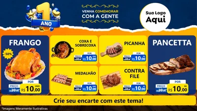 Modelo de TV para TV Horizontal com o tema Um Ano de Aniversário para Assados