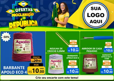 Modelo de Encarte para Encarte A4 Horizontal com o tema Ofertas Proclamação da República para Armarinho e Aviamentos
