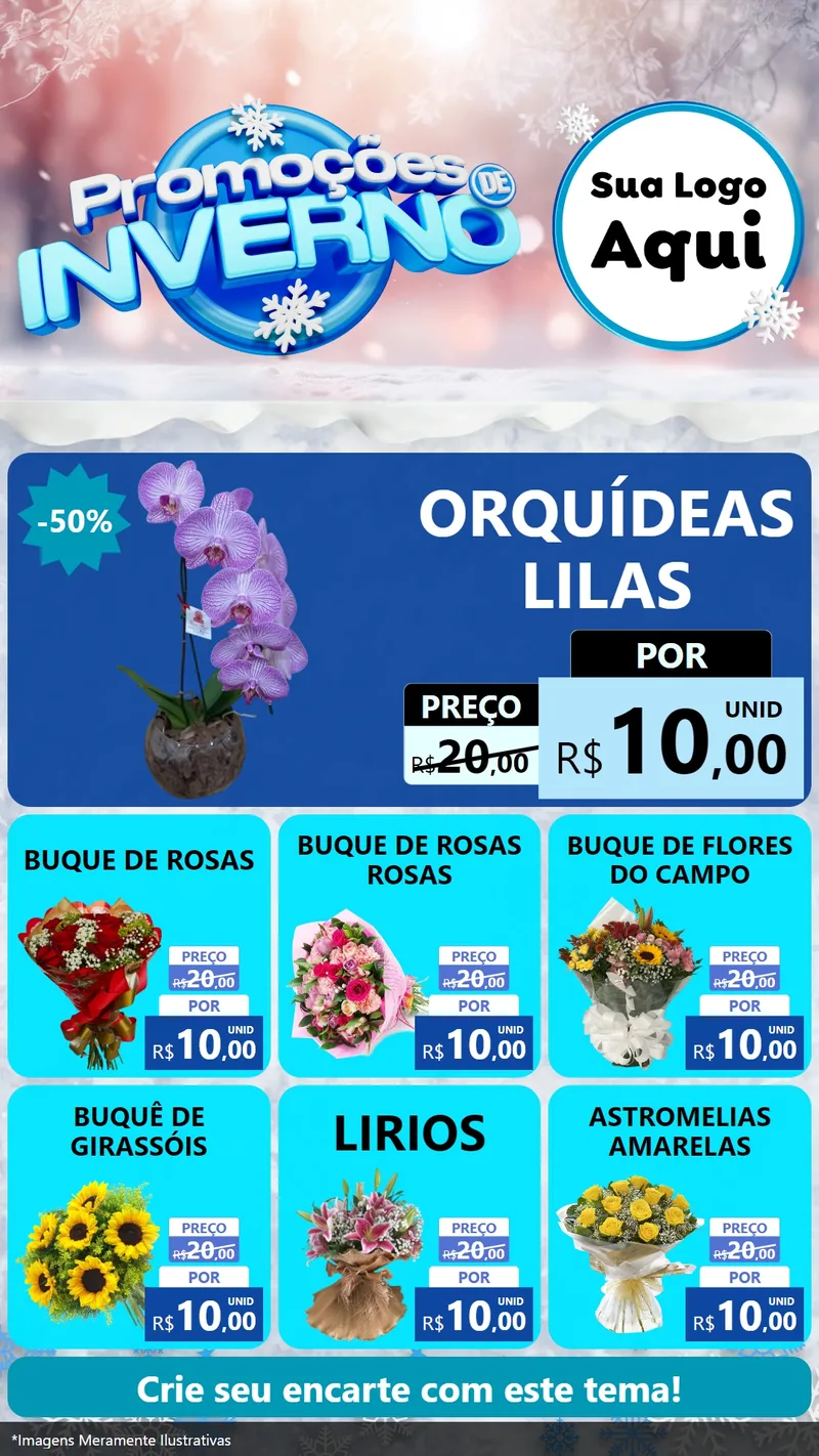 Modelo de Rede Social para Stories com o tema Promoções de Inverno para Floricultura e jardim