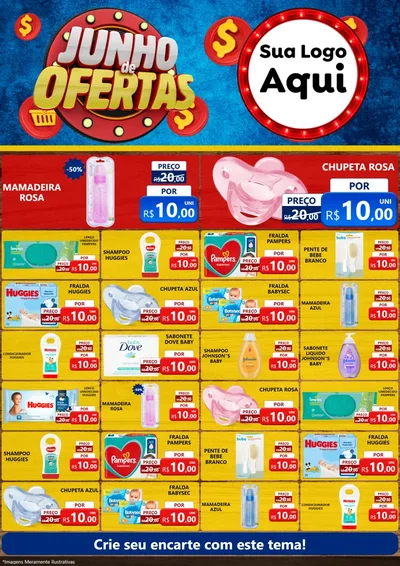 Modelo de Encarte para Encarte A4 Vertical com o tema Junho de Ofertas para Bebês