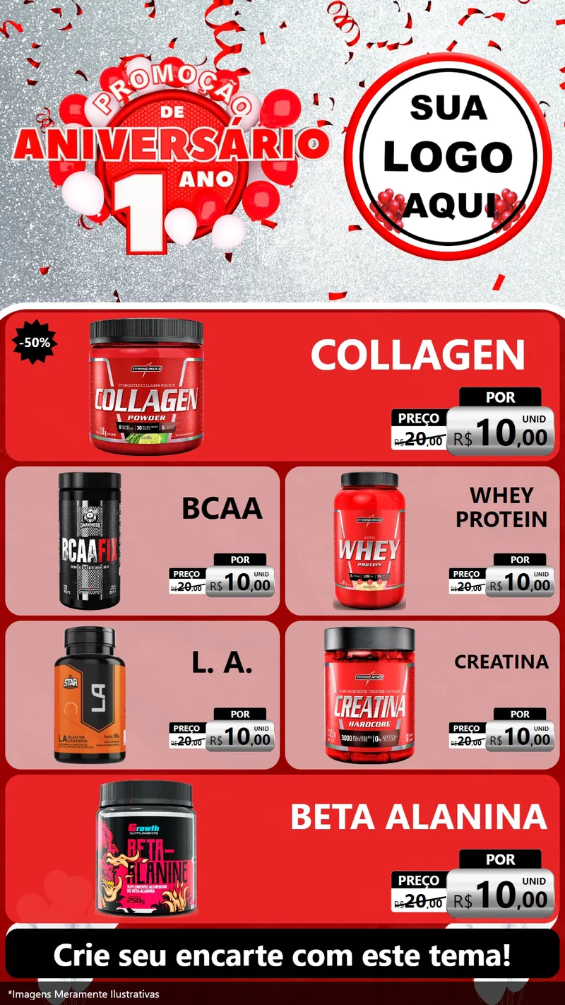 Modelo de TV para TV Vertical com o tema Promoção de Aniversário - 1 Ano para Suplementos alimentares