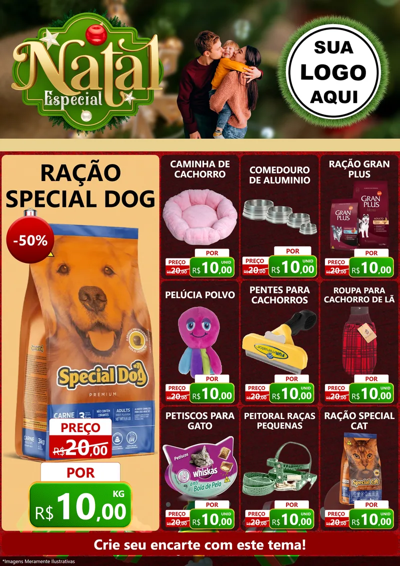 Modelo de Encarte para Encarte A4 Vertical com o tema Natal Especial para Pet Shop