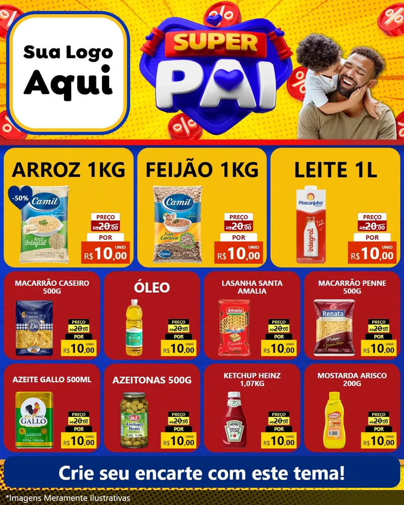 Modelo de Rede Social para Feed Instagram com o tema Super Pai para Supermercado