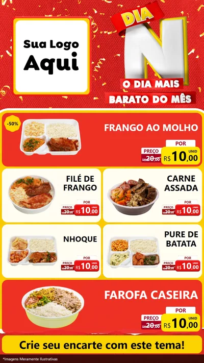 Modelo de TV para TV Vertical com o tema Dia N o Dia Mais Barato do Mês para Restaurante