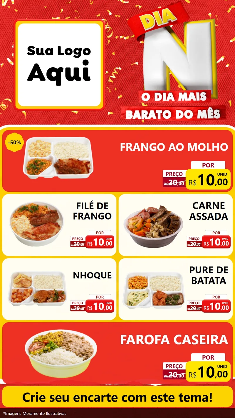Modelo de TV para TV Vertical com o tema Dia N o Dia Mais Barato do Mês para Restaurante