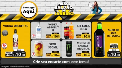 Modelo de TV para TV Horizontal com o tema Mega Saldão de Janeiro para Distribuidora de bebidas