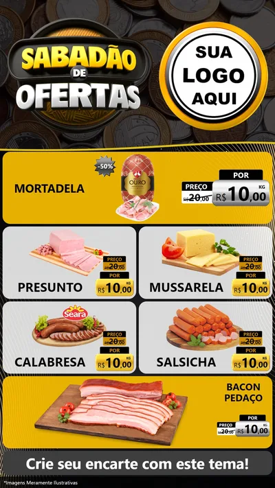 Modelo de TV para TV Vertical com o tema Sabadão de Ofertas para Frios e Laticínios
