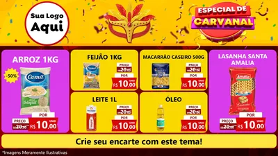 Modelo de TV para TV Horizontal com o tema Especial de Carnaval para Supermercado