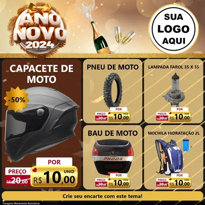 Modelo de Rede Social para Feed Facebook com o tema Feliz Ano Novo 2027 para Moto peças