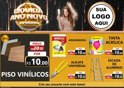 Modelo de Encarte para Encarte A4 Horizontal com o tema Liquida Ano Novo Imperdível para Material para Construção