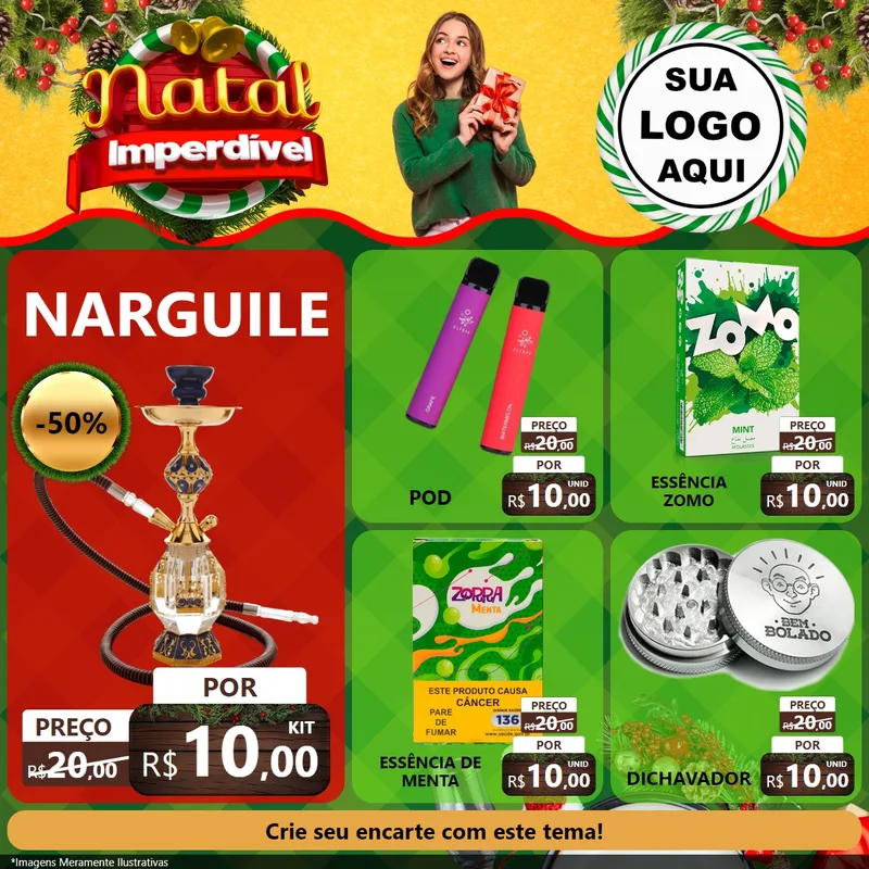Modelo de Rede Social para Feed Facebook com o tema Natal Imperdível para Tabacaria