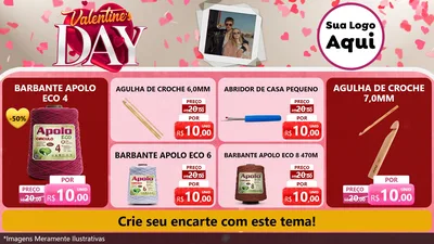 Modelo de TV para TV Horizontal com o tema Valentine's Day para Armarinho e Aviamentos