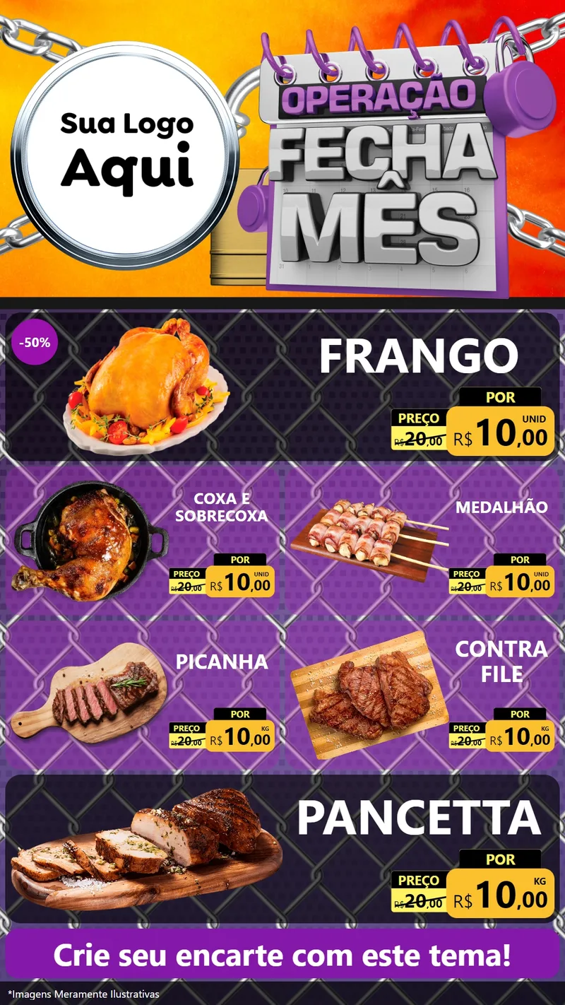 Modelo de TV para TV Vertical com o tema Operação Fecha Mês para Assados
