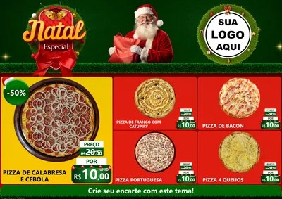 Modelo de Encarte para Encarte A4 Horizontal com o tema Natal Especial para Pizzaria