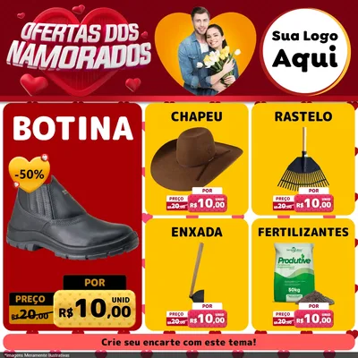 Modelo de Rede Social para Feed Facebook com o tema Ofertas Dos Namorados para Agropecuária