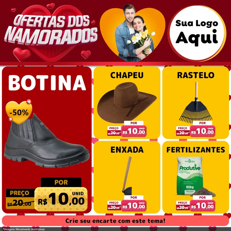 Modelo de Rede Social para Feed Facebook com o tema Ofertas Dos Namorados para Agropecuária