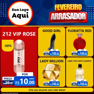 Modelo de Rede Social para Feed Facebook com o tema Fevereiro Arrasador para Perfumes