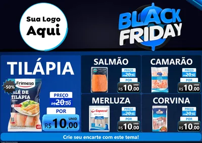 Modelo de Encarte para Encarte A4 Horizontal com o tema Black Friday para Peixaria