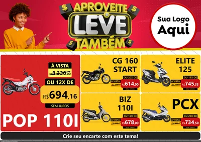 Modelo de Encarte para Encarte A4 Horizontal com o tema Aproveite e Leve Também para Concessionaria de Motos