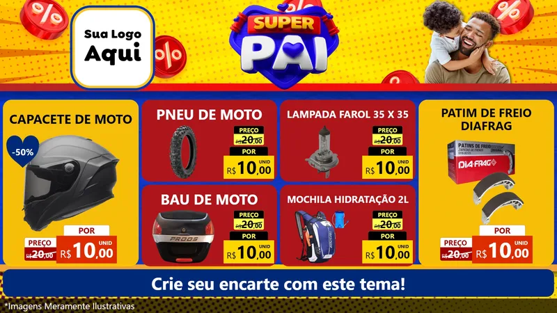 Modelo de TV para TV Horizontal com o tema Super Pai para Moto peças