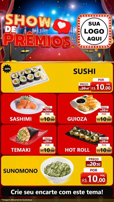 Modelo de TV para TV Vertical com o tema Show de Prêmios para Comida japonesa