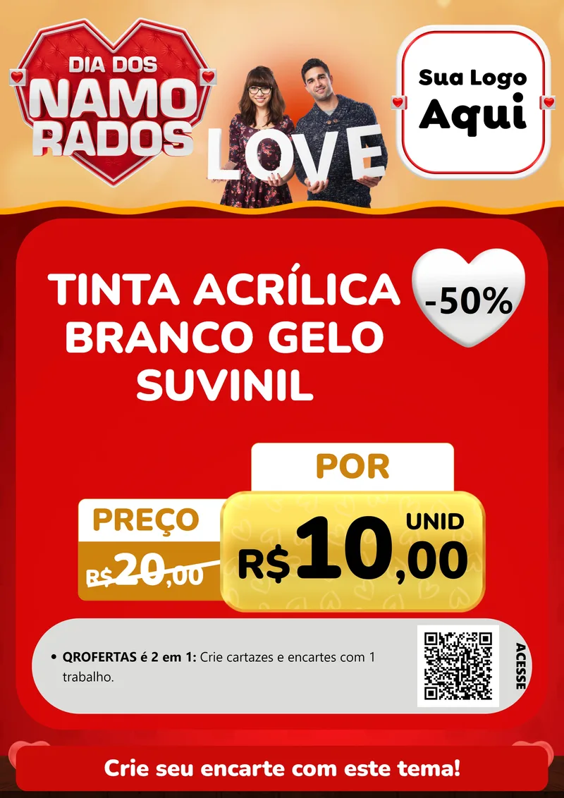 Modelo de Cartaz para Cartaz A4 Vertical com o tema Dia dos Namorados para Tintas e Ferramentas