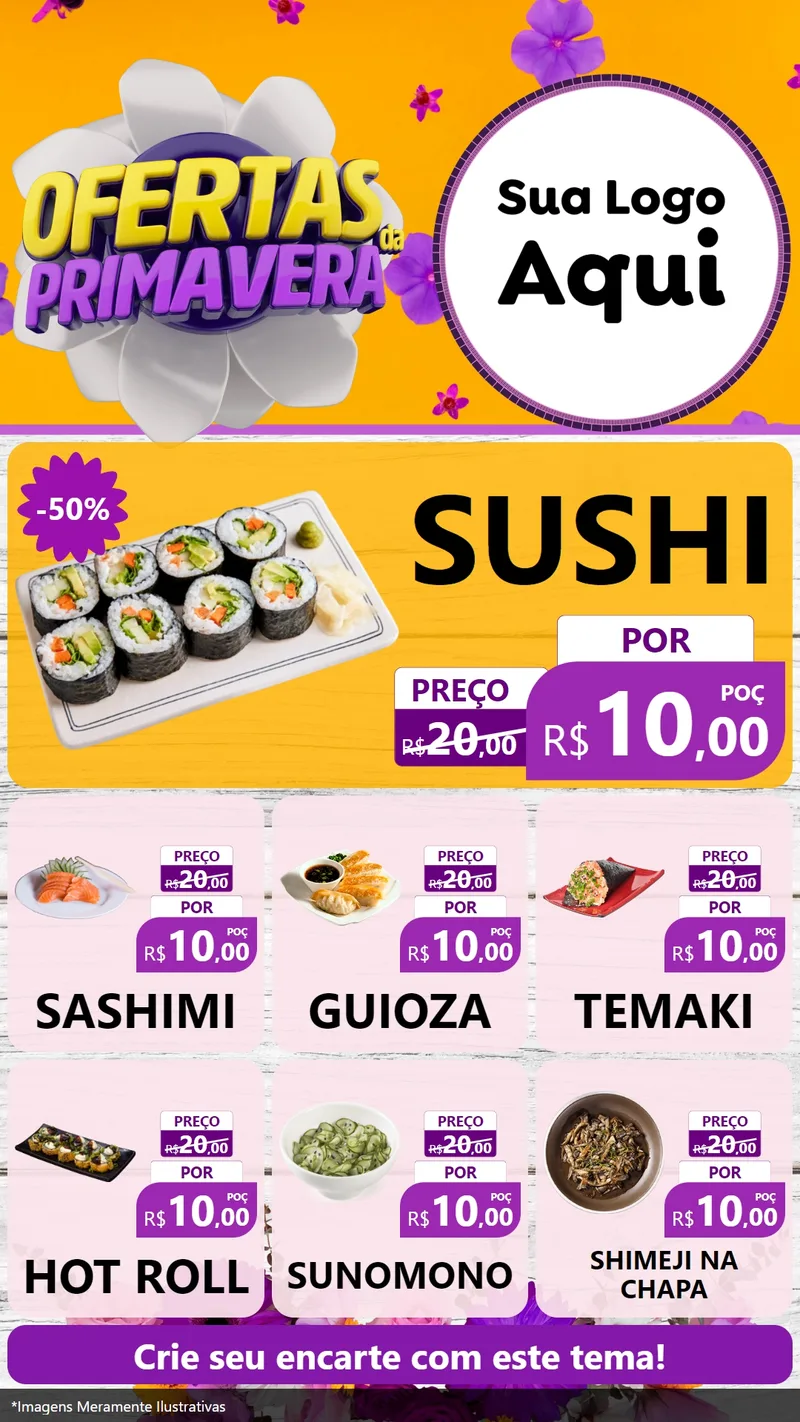 Modelo de Rede Social para Stories com o tema Ofertas Da Primavera para Comida japonesa