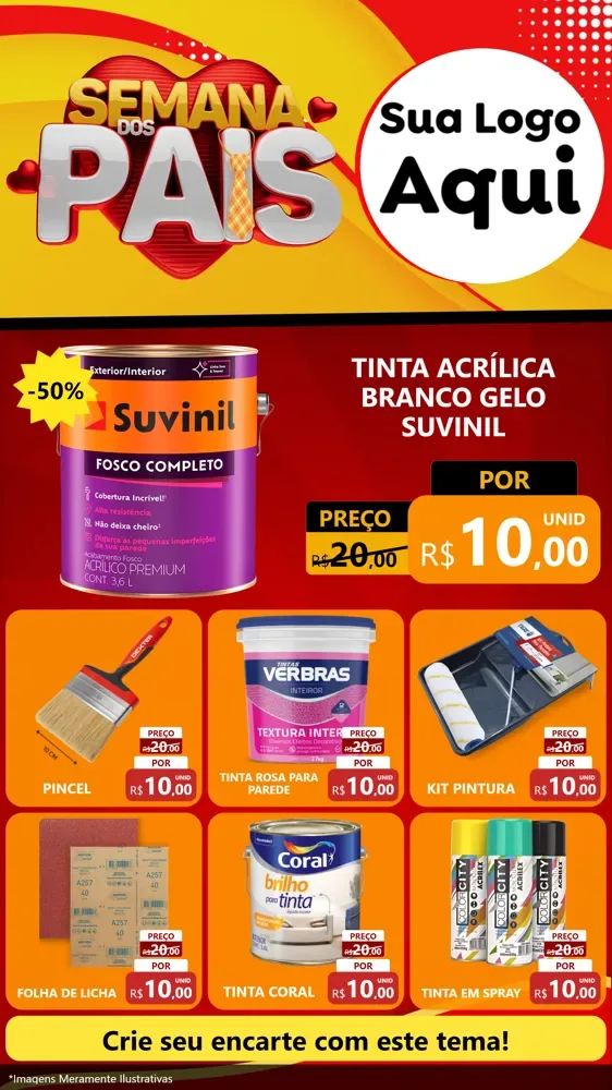 Modelo de Rede Social para Stories com o tema Semana Dos Pais para Tintas e Ferramentas