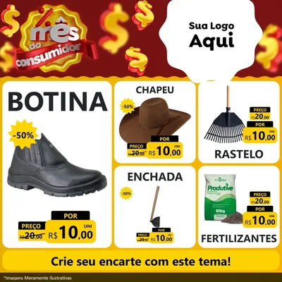 Modelo de Rede Social para Feed Facebook com o tema Mês do consumidor para Agropecuária