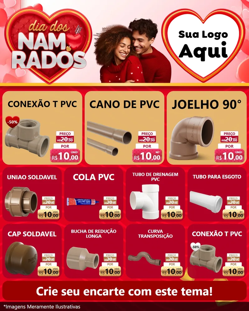 Modelo de Rede Social para Feed Instagram com o tema Dia dos Namorados para Tubos e conexões