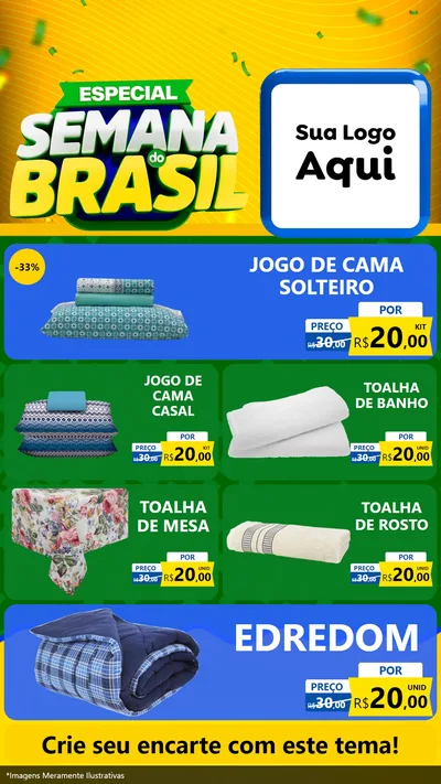 Modelo de TV para TV Vertical com o tema Especial Semana do Brasil para Cama, Mesa e Banho