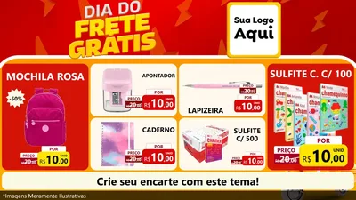 Modelo de TV para TV Horizontal com o tema Dia do Frete Grátis para Papelaria