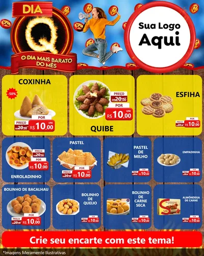 Modelo de Rede Social para Feed Instagram com o tema Dia Q - O Dia Mais Barato Do Mês para Salgadaria