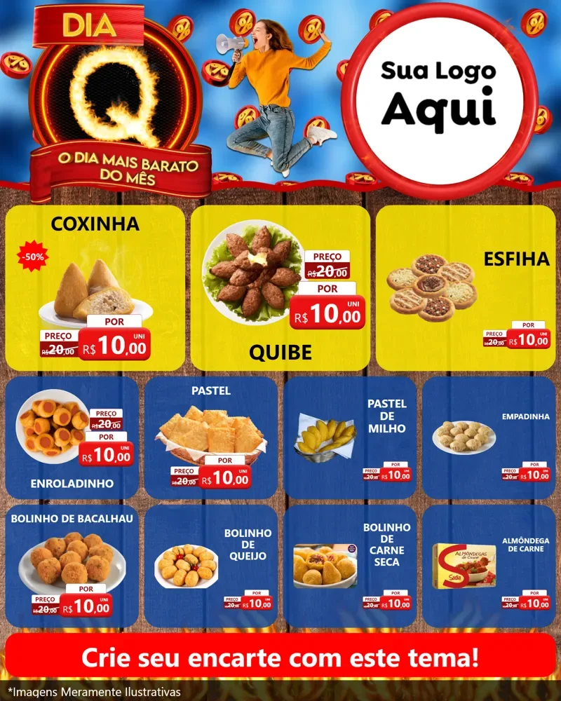 Modelo de Rede Social para Feed Instagram com o tema Dia Q - O Dia Mais Barato Do Mês para Salgadaria