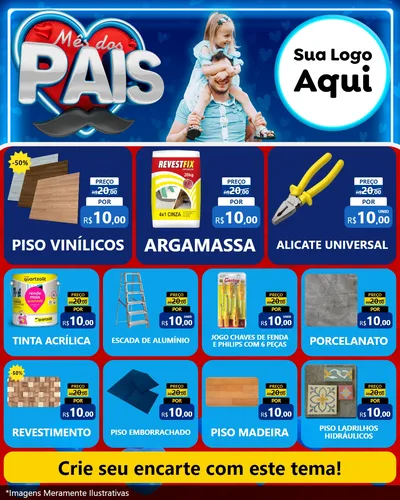 Modelo de Rede Social para Feed Instagram com o tema Mês Dos Pais para Material para Construção