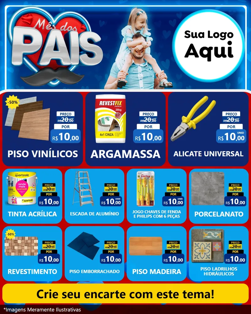 Modelo de Rede Social para Feed Instagram com o tema Mês Dos Pais para Material para Construção