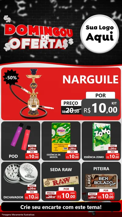 Modelo de Rede Social para Stories com o tema Domingou de Ofertas para Tabacaria