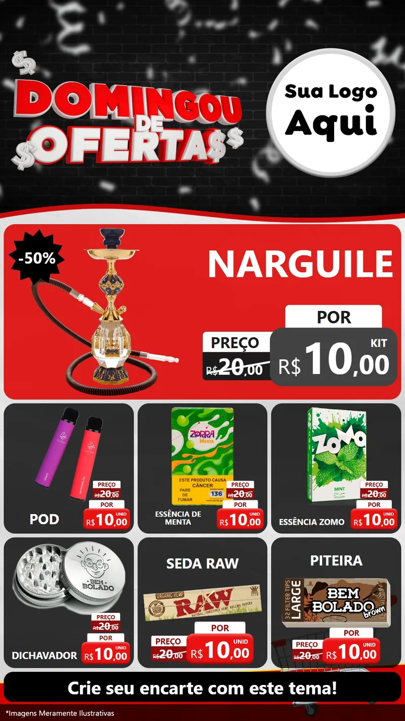 Modelo de Rede Social para Stories com o tema Domingou de Ofertas para Tabacaria