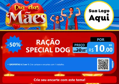 Modelo de Cartaz para Cartaz A4 Horizontal com o tema Dia das Mães para Pet Shop