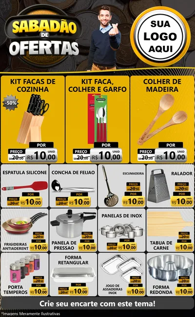 Modelo de Encarte para Encarte Grande com o tema Sabadão de Ofertas para Utilidades Domésticas