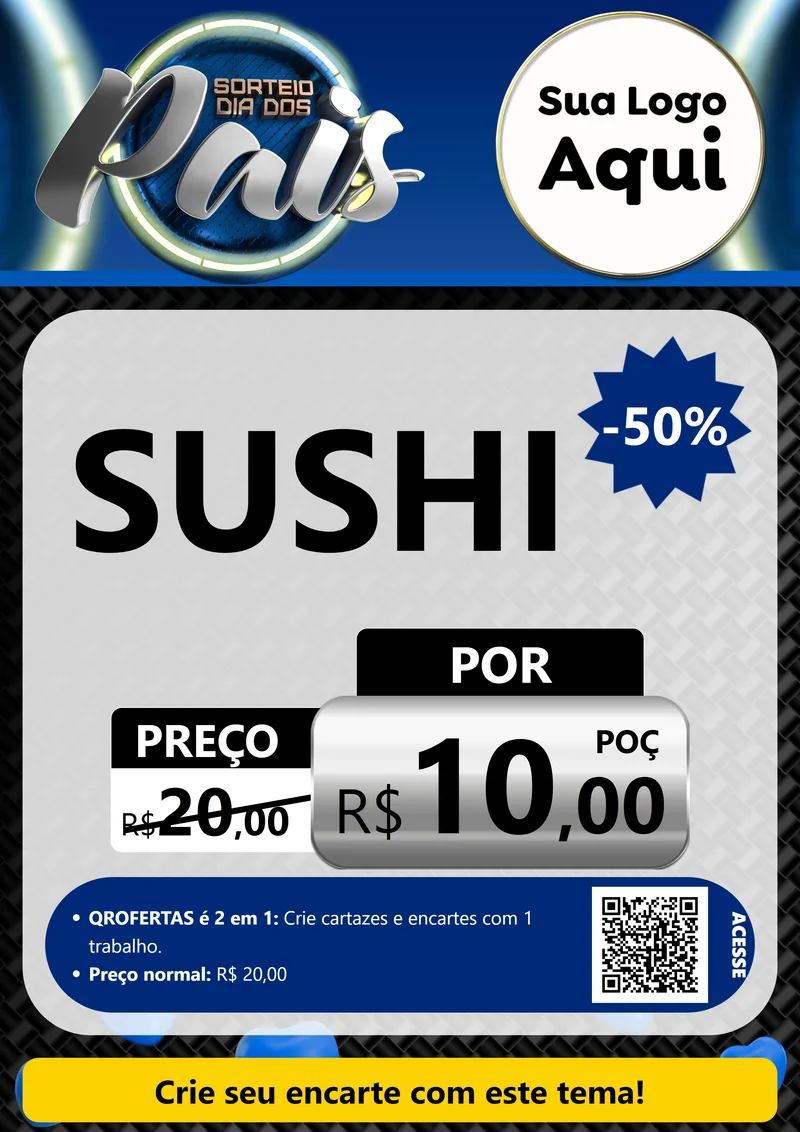 Modelo de Cartaz para Cartaz A4 Vertical com o tema Sorteio Dia Dos Pais para Comida japonesa