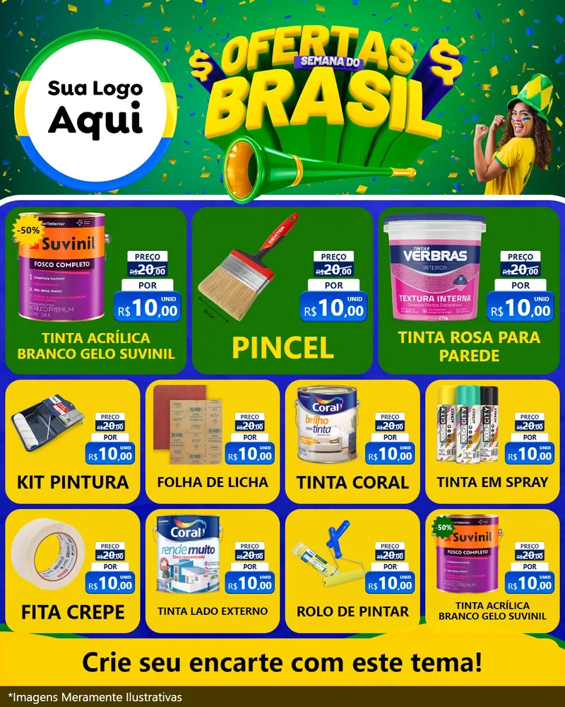 Modelo de Rede Social para Feed Instagram com o tema Ofertas Semana do Brasil para Tintas e Ferramentas