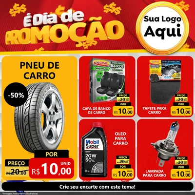 Modelo de Rede Social para Feed Facebook com o tema É Dia De Promoção para Auto peças