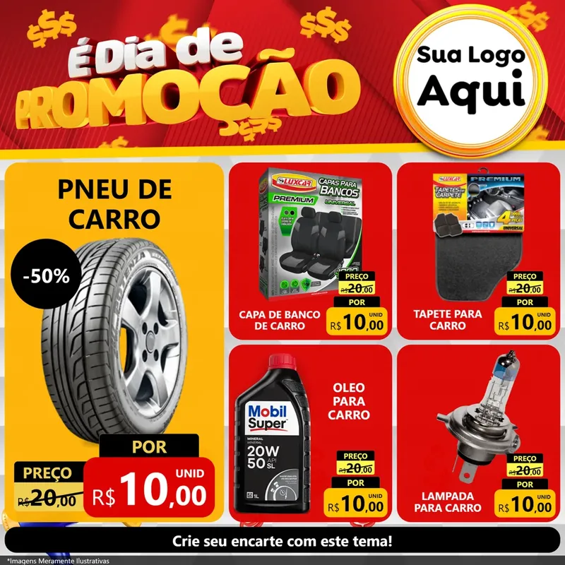 Modelo de Rede Social para Feed Facebook com o tema É Dia De Promoção para Auto peças